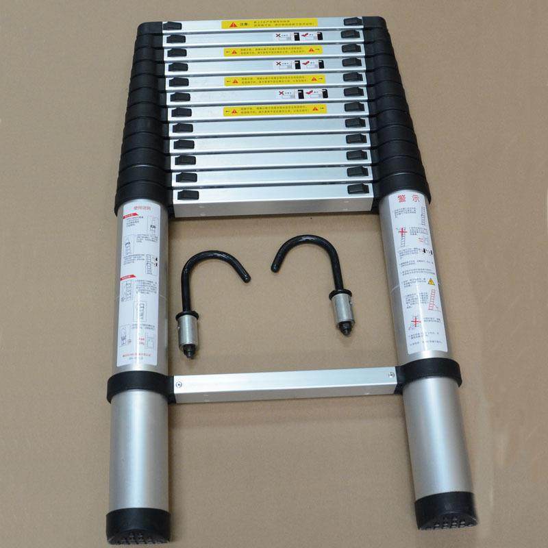 7L8K铜匠伸缩家用折叠梯升降楼梯加厚扶梯铝合金工程梯子带挂钩单