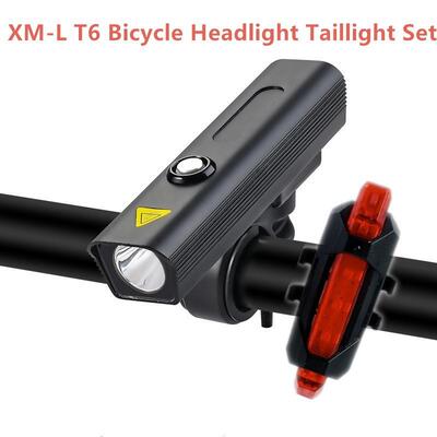 山地车前灯自行车灯头灯LEDT6夜骑行装备充电手电筒单车灯
