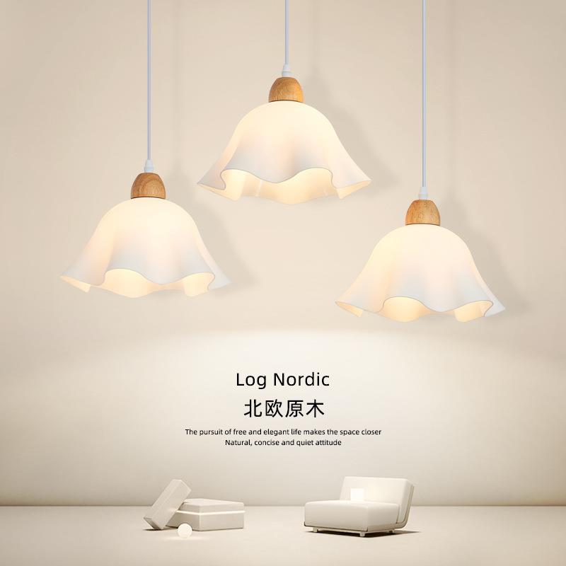 日式花瓣餐厅吊灯现代简约原木三头创意个性艺术民宿时尚吧台灯