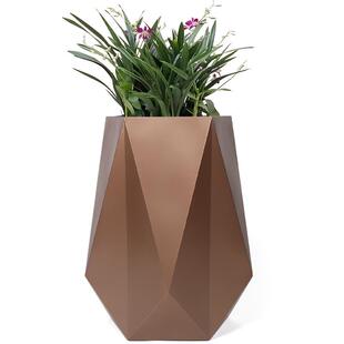 多边形菱形面不锈钢烤漆花箱花钵制作生产异形金属金色花盆