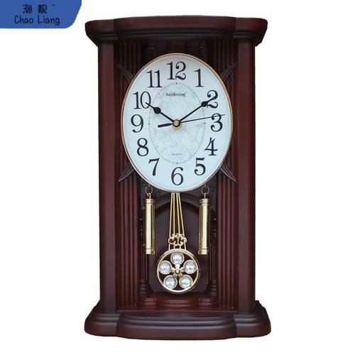 座钟客厅中式打点报时台钟卧室静音石英钟欧式复古摆钟坐塑料电池