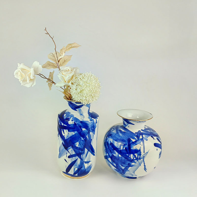 陶瓷花瓶新中式家居玄关花瓶摆件样板房软装工艺品瓷器摆件花瓶