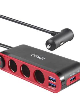 BYGD车载点烟器一拖三带开关电压显示4USB车载点烟器充电240W