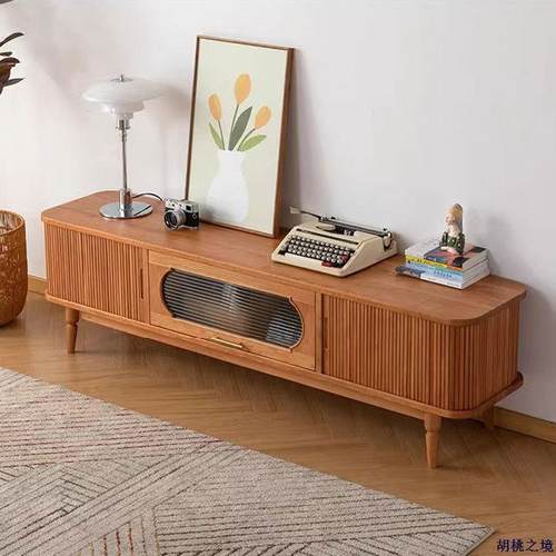 北欧全实木樱桃木电视柜现代简约落地柜小户型客厅原木视听柜