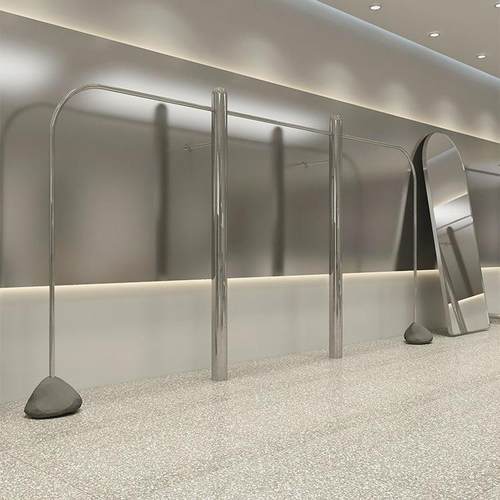 服装店展示架上墙陈列架侧挂落地式不锈钢挂衣杆网红女装店货架子