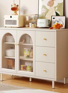 餐边柜奶油风客厅置物柜现代简约靠墙储物柜家用立柜边柜茶水柜子