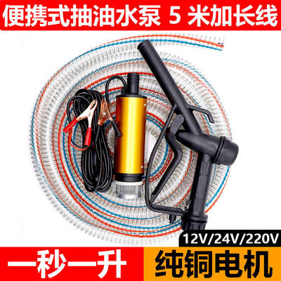 抽油泵柴油12V24V通用220v电动抽水泵抽油神器加油枪小型抽油机器