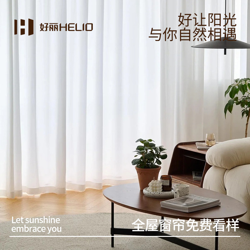 好丽2025年新款纱帘透光不透人幻影纱亚麻纱法式简约客厅阳台窗帘
