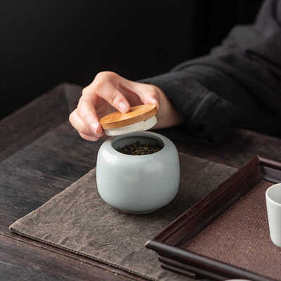哥窑防潮存储茶叶罐中药罐小容量