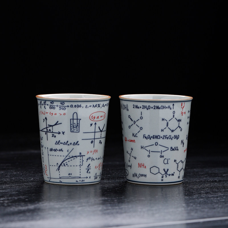 复古青花可乐杯主人杯陶瓷高档数学公式茶杯茶具个人专用水杯茶盏,餐饮具,茶杯,淘宝优惠券,粉丝福利购,淘宝优惠卷