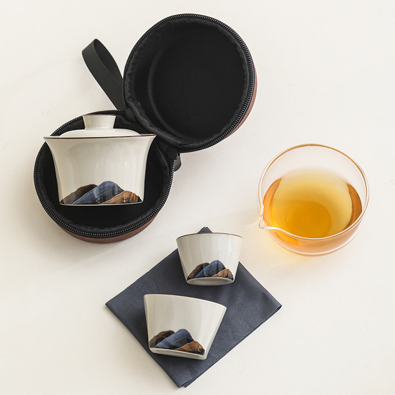 旅行茶具套装一壶二杯快客陶瓷图片
