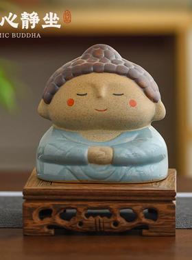 可爱菩萨小摆件汽车车载中控台装饰中式禅意陶瓷佛像文创乔迁礼物