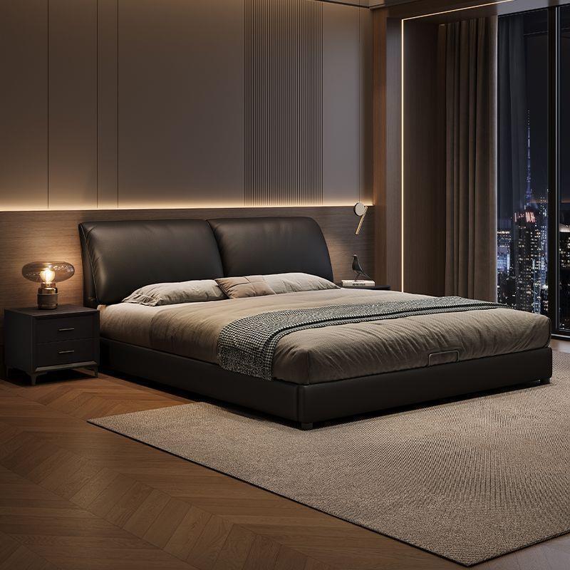 悬浮床真皮意式极简床主卧轻奢软包床大象耳朵床现代简约双人床