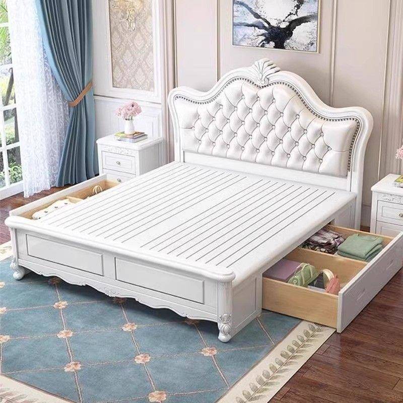 新款家用出租房美式实木床主卧白色软包公主床床婚床现代简约双人