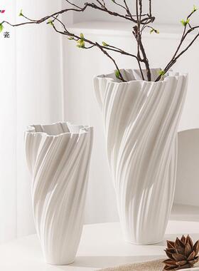 3D打印白色褶皱陶瓷花瓶高级感玄关装饰客厅家居北欧现代花瓶摆件