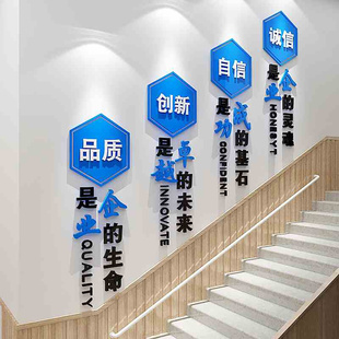 饰墙贴 公司企业文化背景墙布置团队创意励志标语贴纸办公室楼梯装