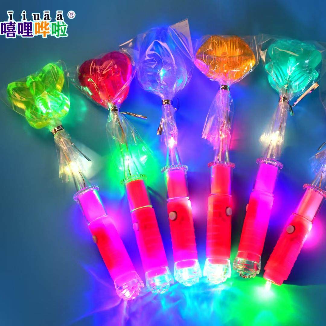 带灯新款LED闪光夜场KTV酒吧七彩网红发亮糖果儿童发光棒棒糖