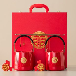 桶桶一对婚庆用品大全红色孙结婚陪嫁妆痰盂马桶家嫁子娘女方 套装