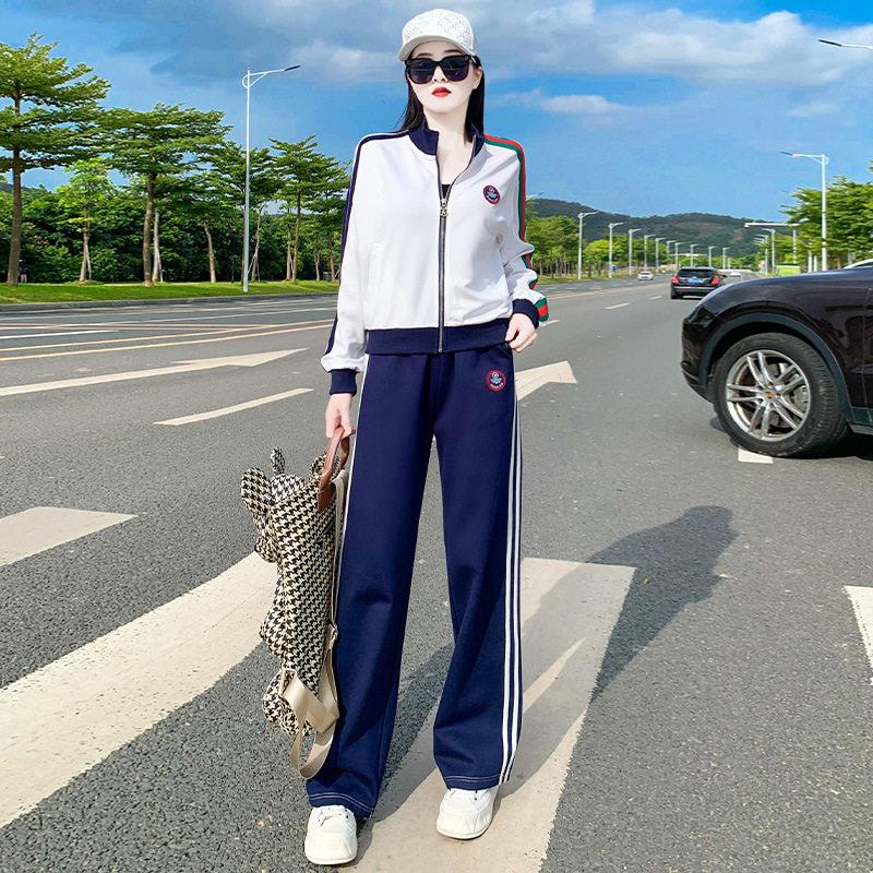 欧洲站时尚休闲运动套装女长袖2023年春秋季新款气质小个子两件套