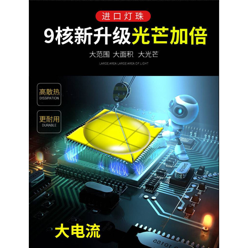 新款升级版150000瓦头顶之王感应超亮远射强光多功能一体头灯12V