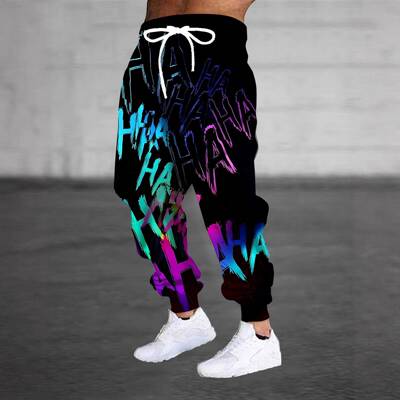 Lifestyle Flexible Men 3D Graffiti Printed Trousers