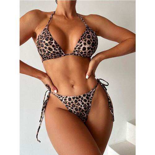 Glora Tie Side Bikini Bottom Leopard