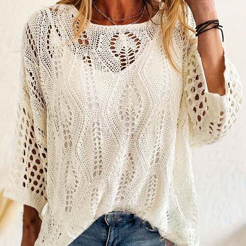 Women's Plus Size Crochet Hollow Out Half Sleeve Summer