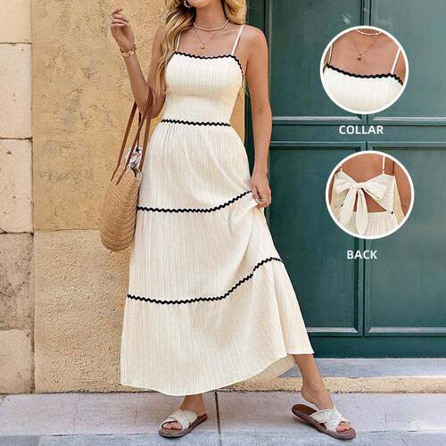 New Plus Size Women's Square Neck Wave Hem Bell Sleeve Dress