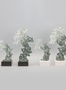 极速新中式售楼处酒店大厅软装摆件家居客厅电P视柜玄关透明太湖