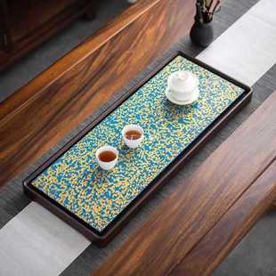 整块轻奢茶台排水茶具套装 大漆茶盘实木家用电木款 茶海大号小