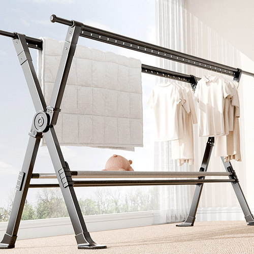 曼然铝合金可折叠置物鞋架晾衣架