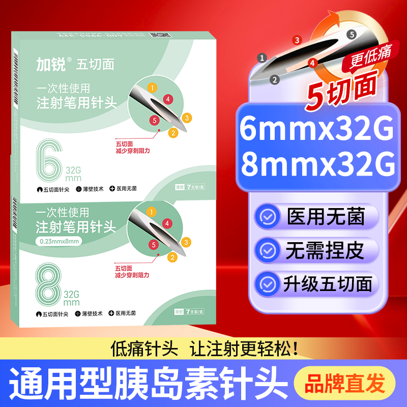 加锐胰岛素针头32G4mm诺和针6/8mm32G通用糖尿病注射笔针低痛家用图片