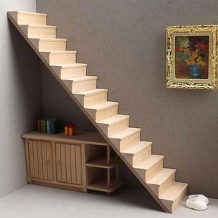 12娃娃屋dollhouse微缩家具微缩场景摆件迷你楼梯无扶手楼梯