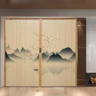饰茶室遮阳新中日式 竹帘门帘家用折叠推拉门移门装 商铺客厅隔断帘