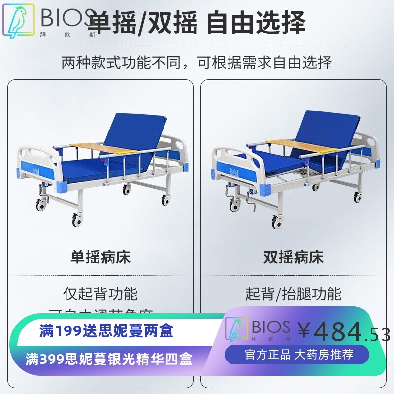 门诊平板床护理翻身床养老院双摇护理床ABS护理床单摇医用病床