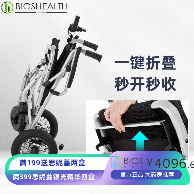 互邦工厂直销外贸电动轮椅车一键折叠可上飞机仅重11.5kg D3-