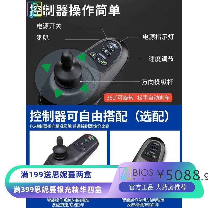 多功能电动轮椅智能全自动老人折叠轻便瘫痪老年残疾人家用代步车