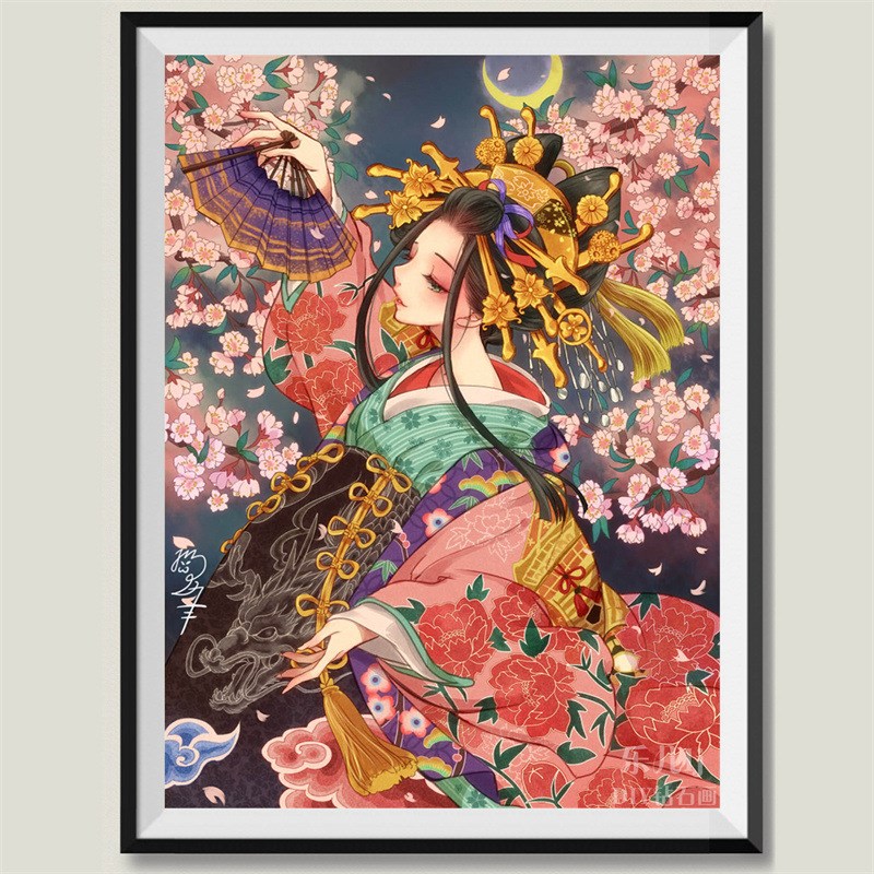 5d钻石画c2024新款客厅满钻古风美女图点砖贴画定制带框十字绣大
