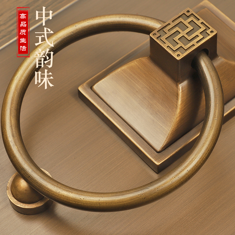 新中式大门仿古拉手纯铜门环复古铜拉环庭院仿古大门纯.铜方形把