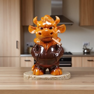 花梨木实木质牛摆件桌面办公桌茶桌装饰品个性创意家居木雕工艺品