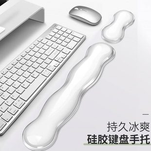 透明桌垫清爽纯色夏天水晶柔软护腕鼠标垫键盘垫耐脏新款 手腕套装