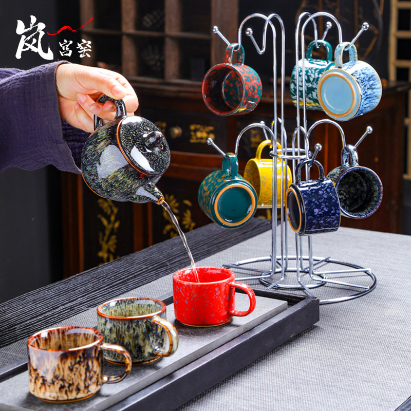 带把防烫手小茶杯套装6只功夫茶品茗杯茶具杯子喝茶茶碗陶瓷欧式