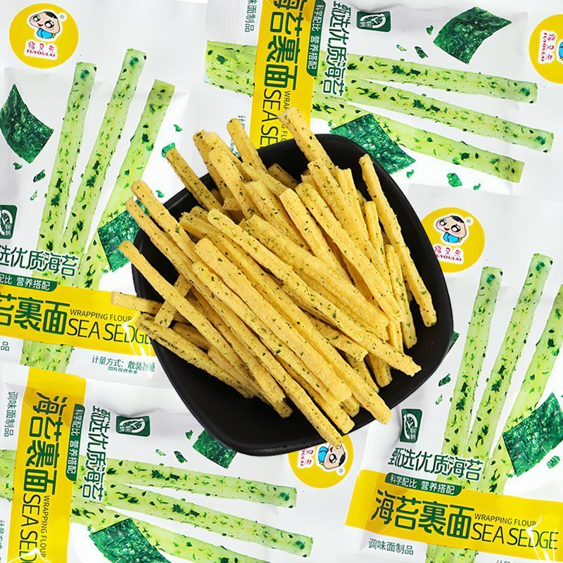 海苔裹面调味面制品休闲膨化薯片味香酥脆经典香辣童年海苔味辣条