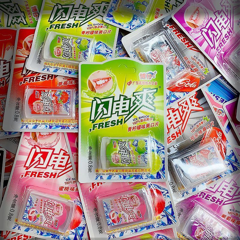 闪电爽多种口味清凉含片薄荷片糖果网红膜片香含片草莓柠檬爽口片