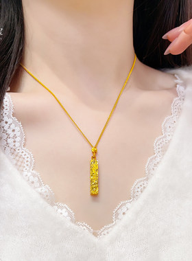 金店款越南沙金爆闪碎冰冰四方来小方砖猫眼套链吉言锁骨链防金女