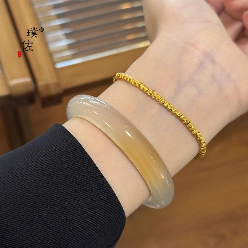 金店同款沙金超闪拉丝猫眼手链女轻奢高级感简约叠戴手饰送女友