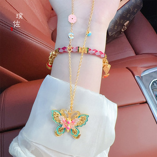 金店同款越南沙金庄生晓梦脉脉花蝶项链双面蝴蝶吊坠甜美百搭女