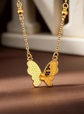 轻奢cnc镜面龙鳞越南沙金不掉色蝴蝶锁骨项链爆闪蹦迪蝴蝶锁骨链