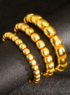 越南沙金霸气国潮桶珠手串复古气质国风磨砂珠手链手饰品配饰轻奢