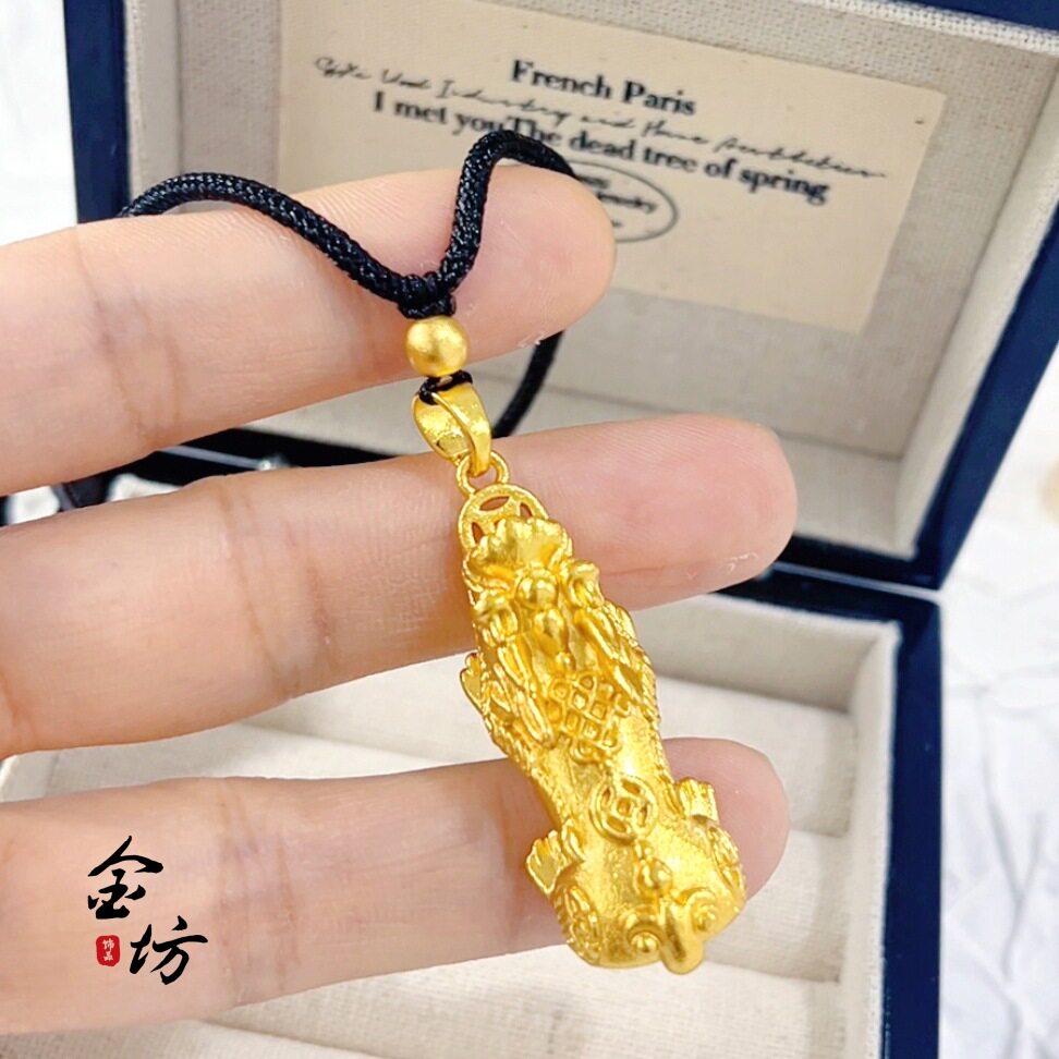 金店同款古法越南沙金貔貅吊坠国潮风招财纳福铜钱貔貅仿真金挂坠